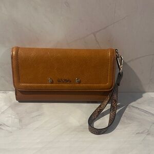 Aldo Tan Leather Wristlet Clutch